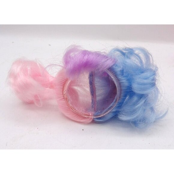 L.O.L. 3" Doll Accessory Wig Synthetic Hair Pink/Blue & Purple, Curly Ponytails - Picture 3 of 3